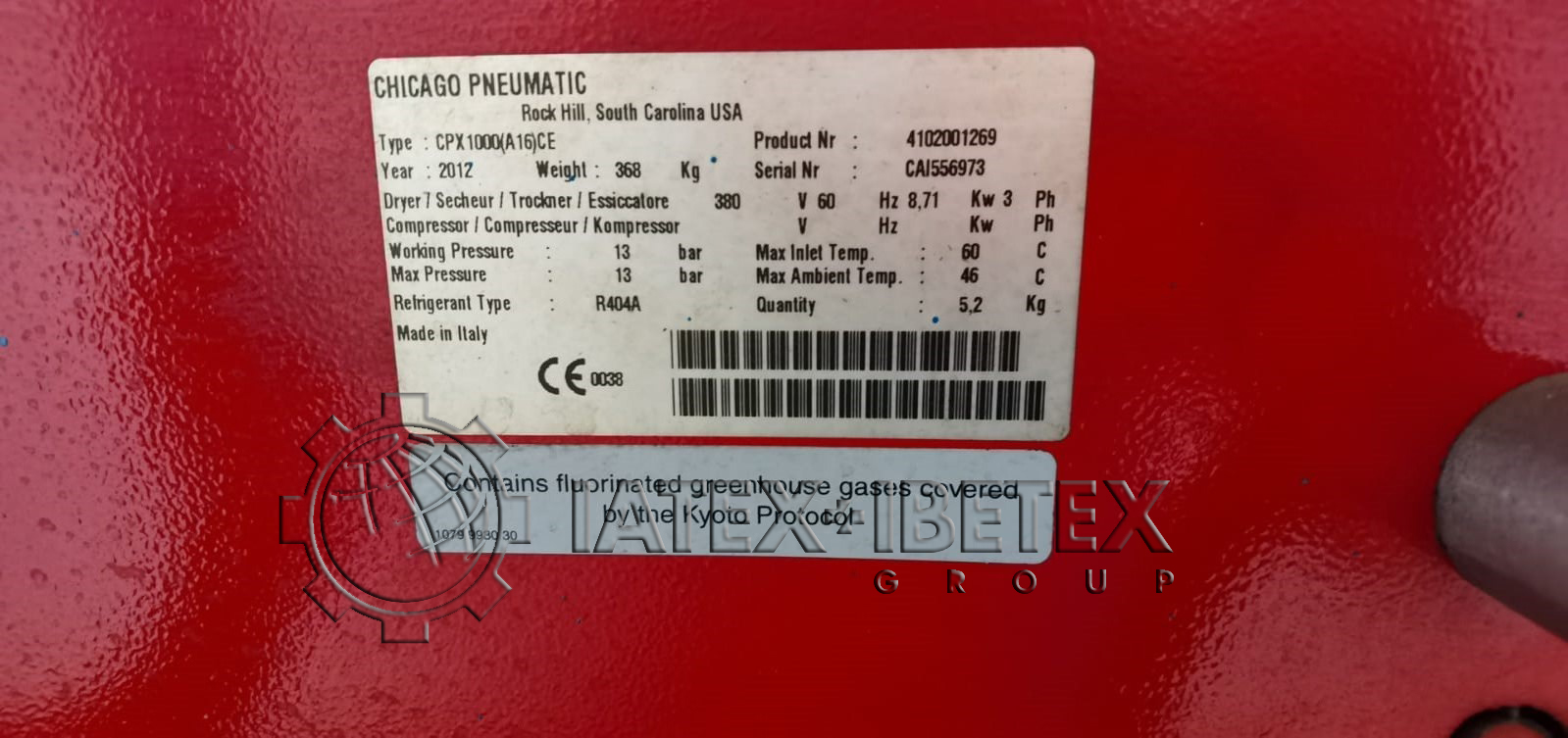 01 x  Secador de Ar Comprimido Chicago Pneumatic CPX 1000